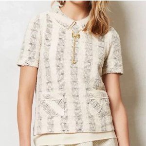 Anthropologie Cream Textured Blouse